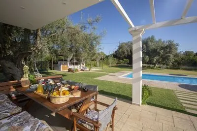 Secluded Villa Asprolià with salt water pool & large garden, close to town.