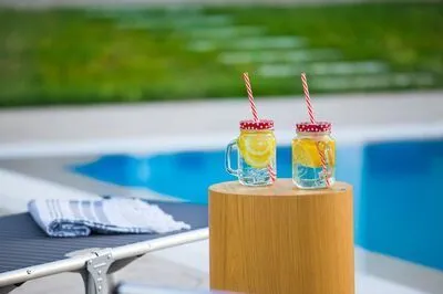 Secluded Villa Asprolià with salt water pool & large garden, close to town.